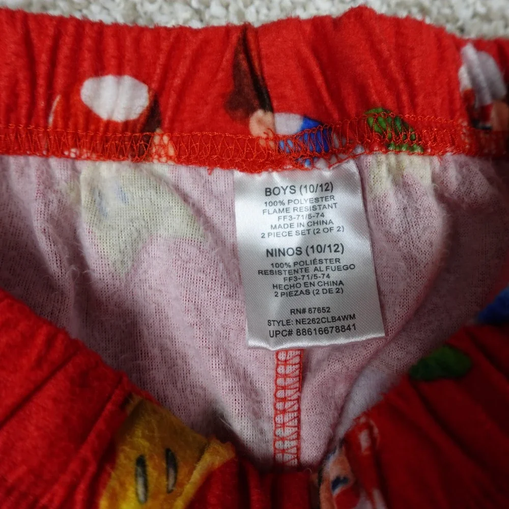 Super Mario Boys Red Fleece Pajama Pants All Over Print Size 10/12 NE262CLB4WM